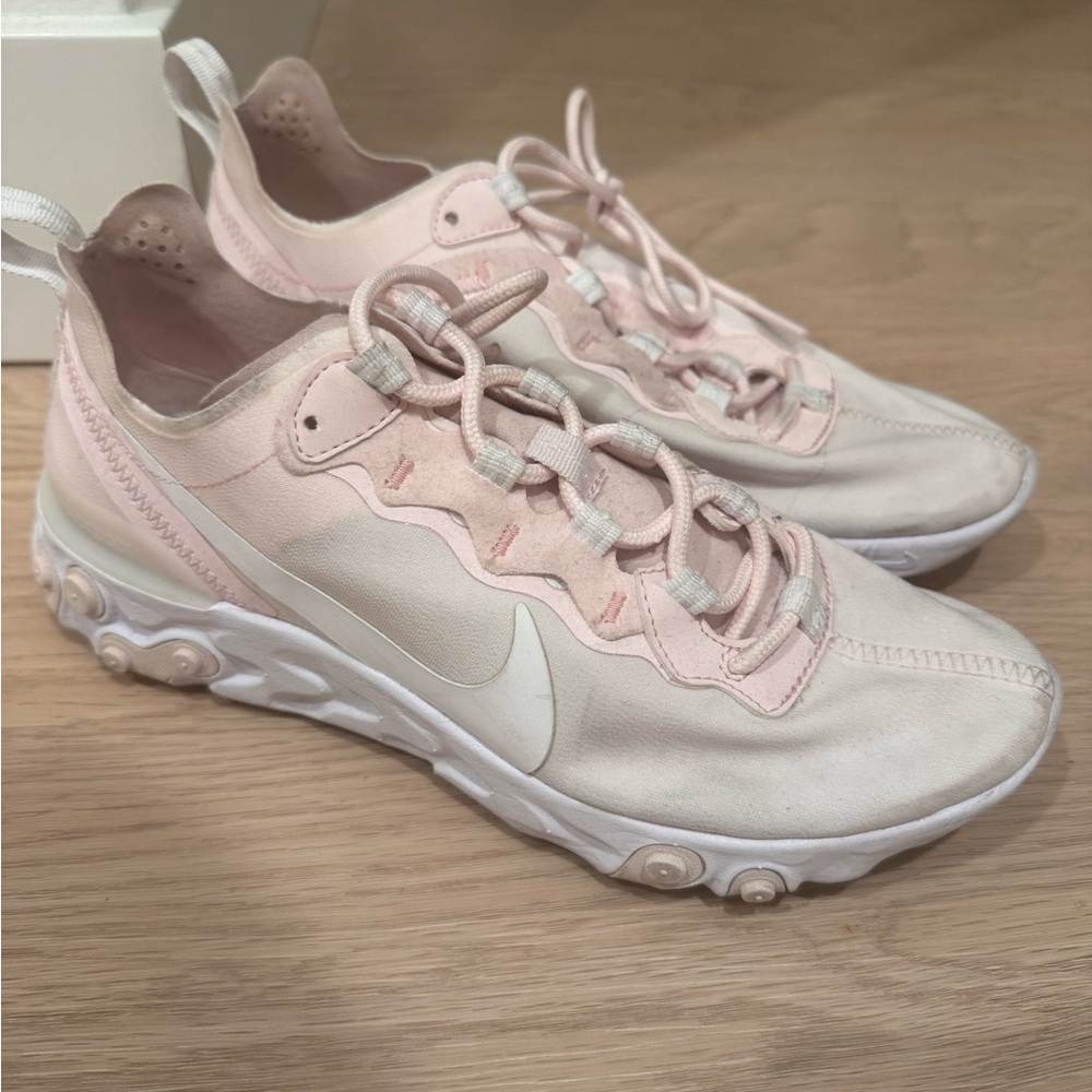 Nike Women's Pink and White Sneakers - Size 8